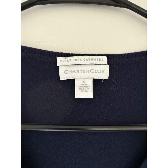 CHARTER CLUB WOMEN'S S SWEATER 2-PLY CASHMERE VNECK PULLOVER BLUE NWT $119 - Picture 2 of 7